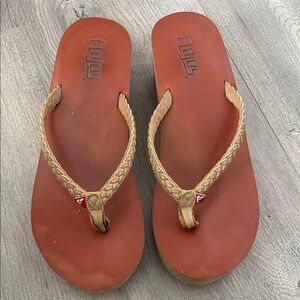 Flojos Tan and Red Sandals